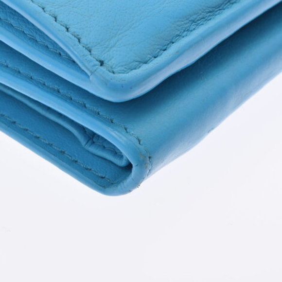 BALENCIAGA Paper Mini Wallet Blue Calf Trifold - Picture 4 of 12